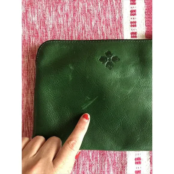 Patricia Nash Cassini Leather Wristlet Cosmetic Bag Deep Green P34906 - Picture 3 of 10